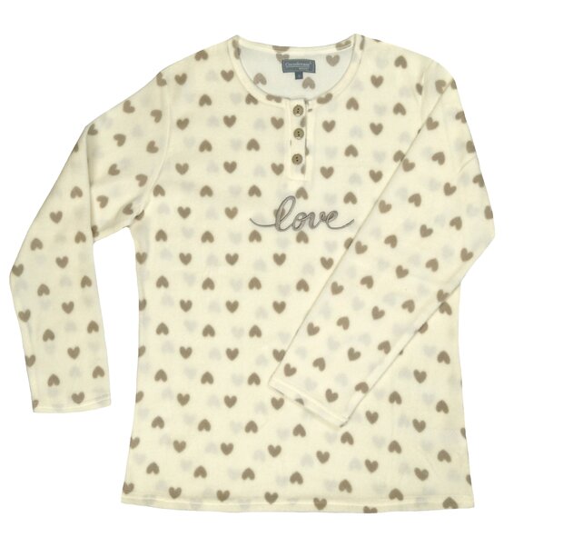 Dames fleece pyjama Art.691781 - Creme geprint