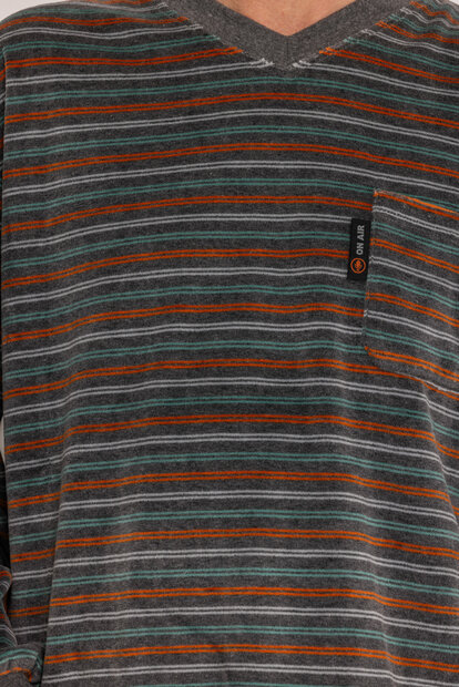 Heren pyjama velours katoen met V-hals Art. 451924 Blauw