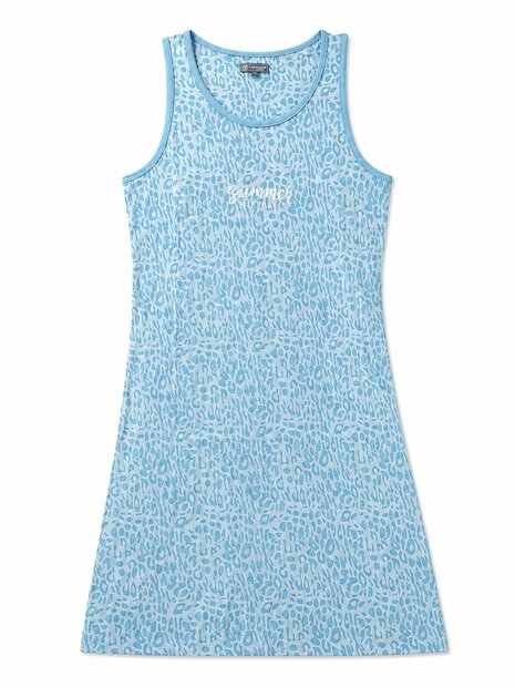 Dames mouwloos Big Shirt 100% katoen Blauw