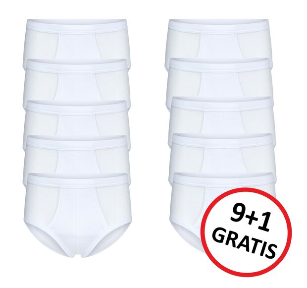 9+1 GRATIS heren slips M3000 Wit