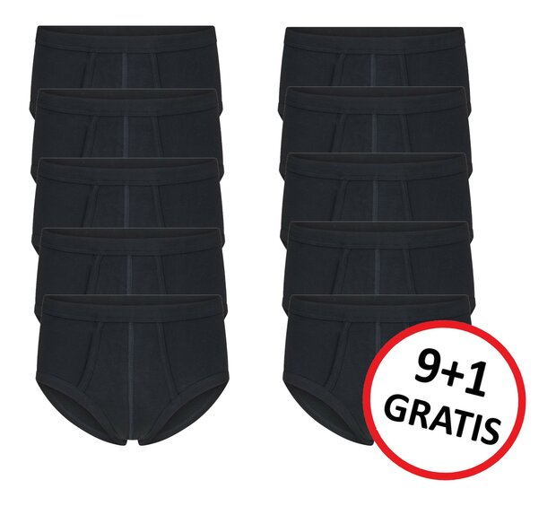 9+1 GRATIS heren slips M3000 Zwart
