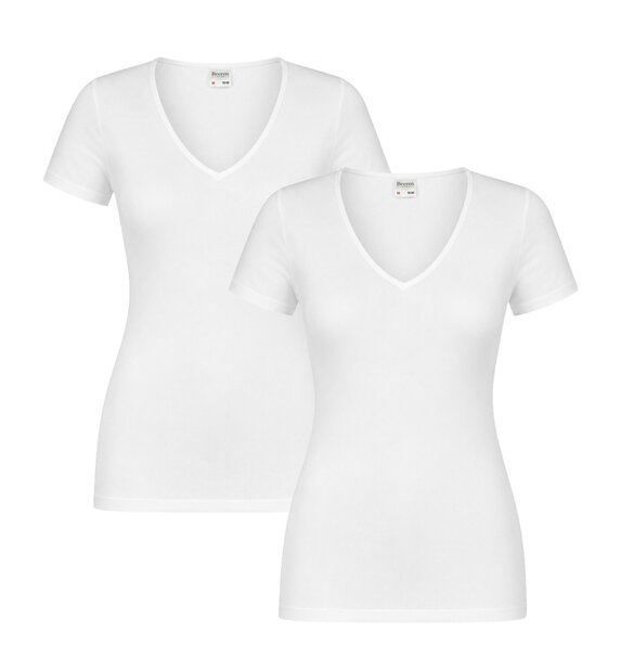 2-pack Dames  Beeren  T-shirt met  V-hals en korte mouw M3000 Wit