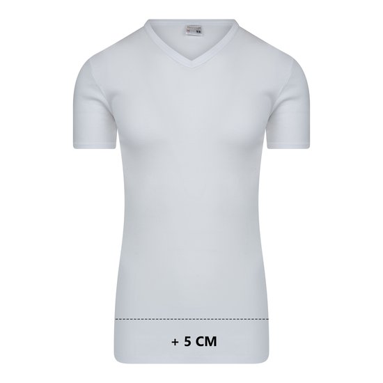 10-Pack Extra lange heren T-shirts met V-hals M3000 Wit 