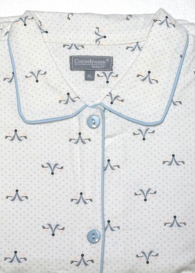  Dames Flanel Pyjama 100% Katoen met print Vos - Wit
