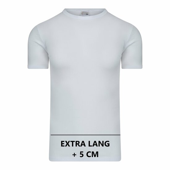 10-pack Extra lange heren T-shirts met O-Hals M3000 Wit 