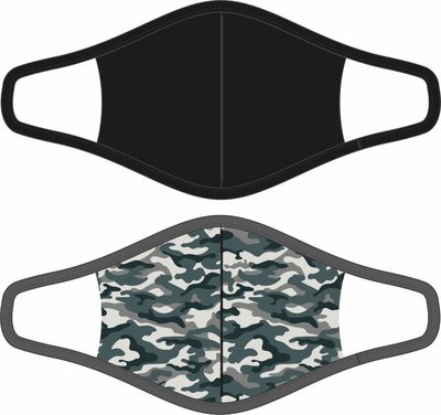Heren 2-Pack Mondkapjes Camouflage/Zwart maat M