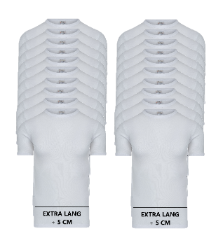 20-pack Extra lange heren T-shirts met O-Hals M3000 Wit