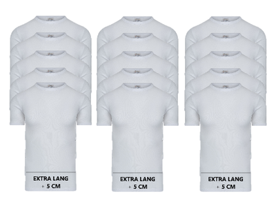 15-pack Extra lange heren T-shirts met O-Hals M3000 Wit